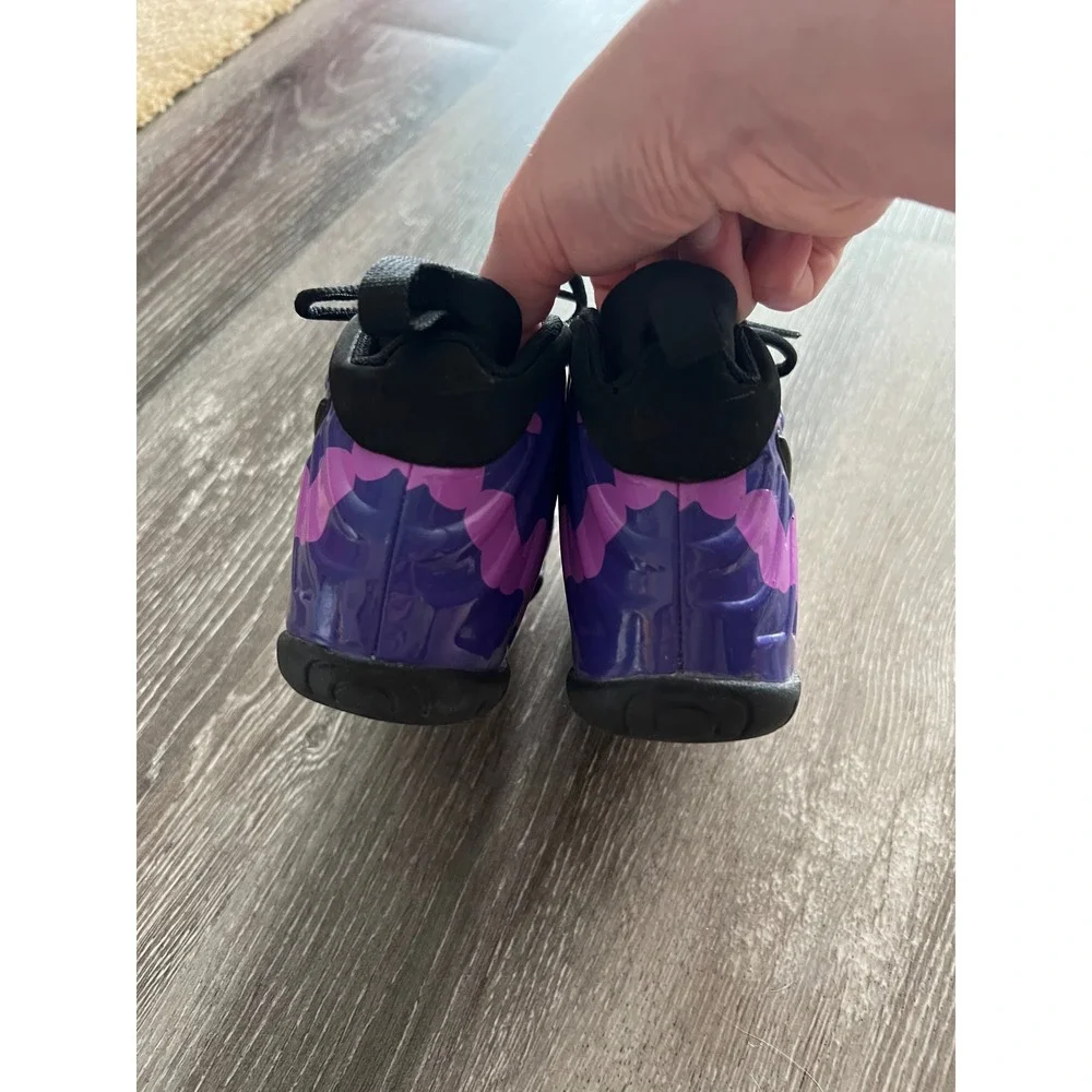 Nike Little Posite One Kids 11C Purple Camo Basketball Shoes 843755-012